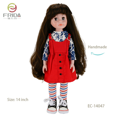 14 Inch Full Vinyl Doll in Beautiful Red Dress 14047