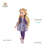 Fashion Girl Doll with Long Blond Hair in Floral Skirt and Short Purple Coat 14018