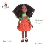 14 inch American doll In Orange Dress with Curly Hair 14012