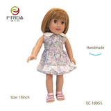 Blonde bobbed Haired Doll in Sweet Floral Dress and Pink Sandals 18055