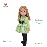 Beautiful girl doll in Green floral top and short sweater jacket 14019