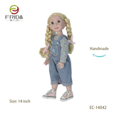 Blonde Braided Doll in Jean Suspenders and a Floral Top 14042