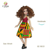 18 inch ball jointed doll in curly brown hair and fashionable dress 18121