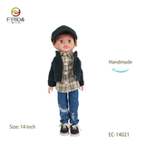 Fashion Doll in Black Cap ,Plaid Shirt  And Jeans 14021