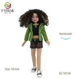 18 Inch Fashionable Cool Girl Doll Bjd Doll in Green Jacket and Canvas Shoes 18134