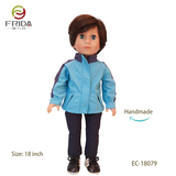 18 Inch Full Vinyl Doll in Short Hair and Blue Jacket