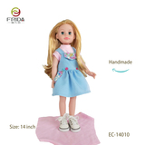 14 Inch Full Vinyl Doll in Blue Dress and White Shoes 14010