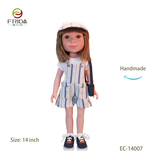 14 Inch Beautiful Girl Doll in Blue Striped Skirt 14007