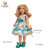 18 Inch Full Vinyl Doll in Short Curly Hair and Fashionable Dress