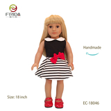 Blonde Straight-haired Doll in a Red Coat and a Black and White Striped Skirt 18046
